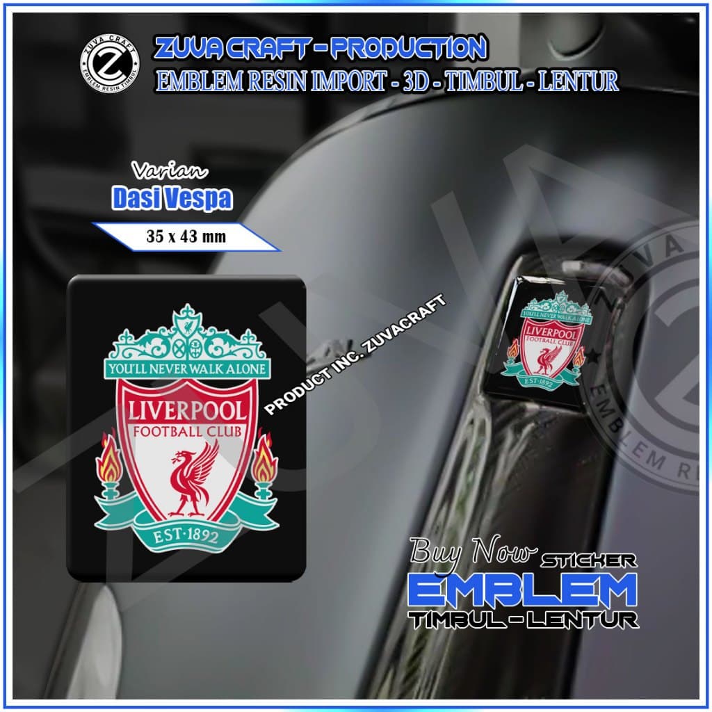 VESPA EMBLEM สติ๊กเกอร์ LIVERPOOL โลโก้ RAISED EMBLEM VESPA สติ๊กเกอร์ VESPA TIE VESPA FLEXIBLE RESIN Vespa LX/S/Sprint/Primavera/GTS
