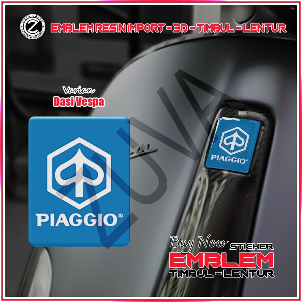 สติ๊กเกอร์โลโก้หกเหลี่ยม EMBLEM PIAGGIO VESPA BLUE RAISED สําหรับ Vespa LX/S/Sprint/Primavera/GTS