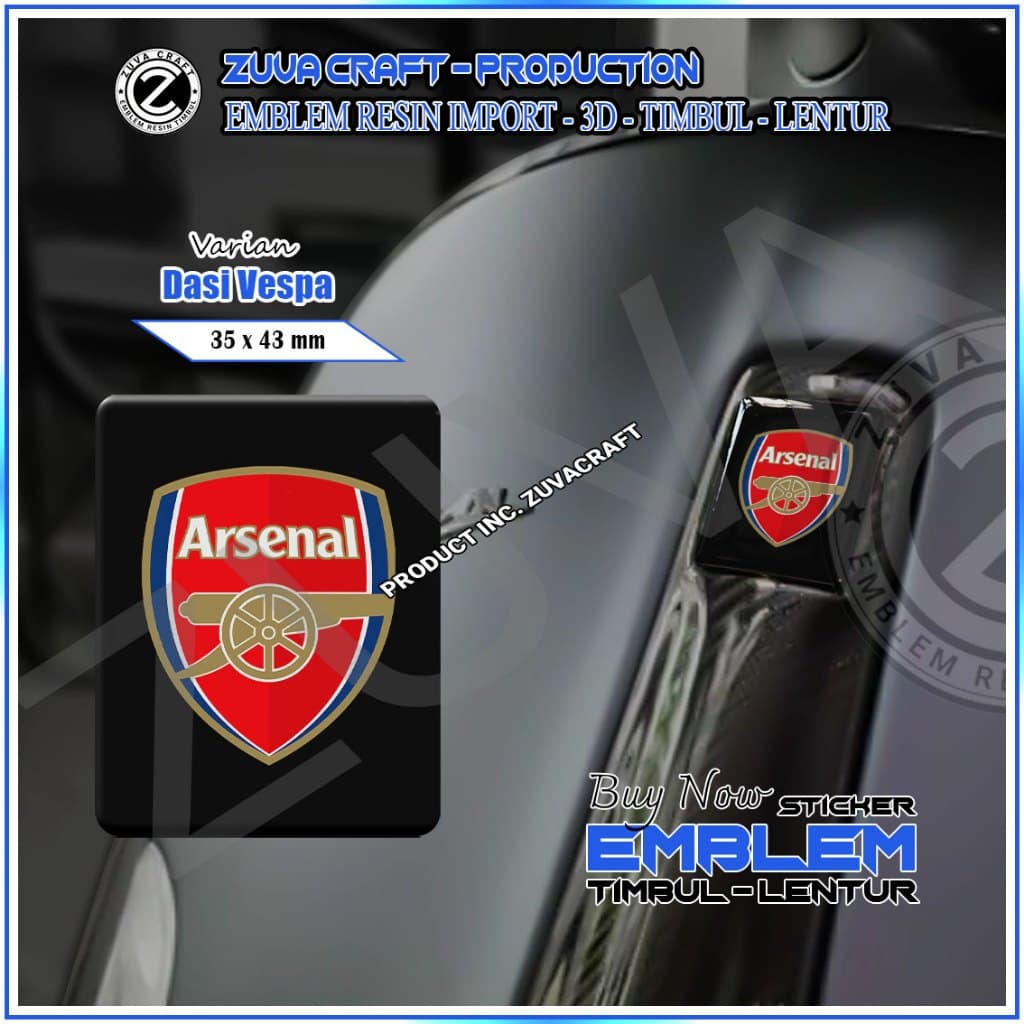 สติ๊กเกอร์โลโก้ VESPA Arsenal Raised Emblem ยืดหยุ่น เรซิ่น สําหรับ Vespa LX/S/Sprint/Primavera/GTS