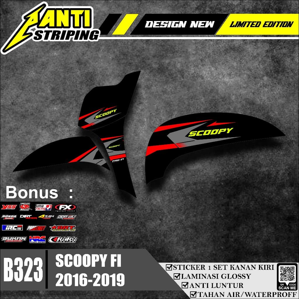 B323 SCOOPY FI 2016-2019 แถบรถจักรยานยนต์ SIMPLE VARIATION - HONDA SCOOPY FI RACING STICKER - SCOOPY MOTORCYCLE STICKER