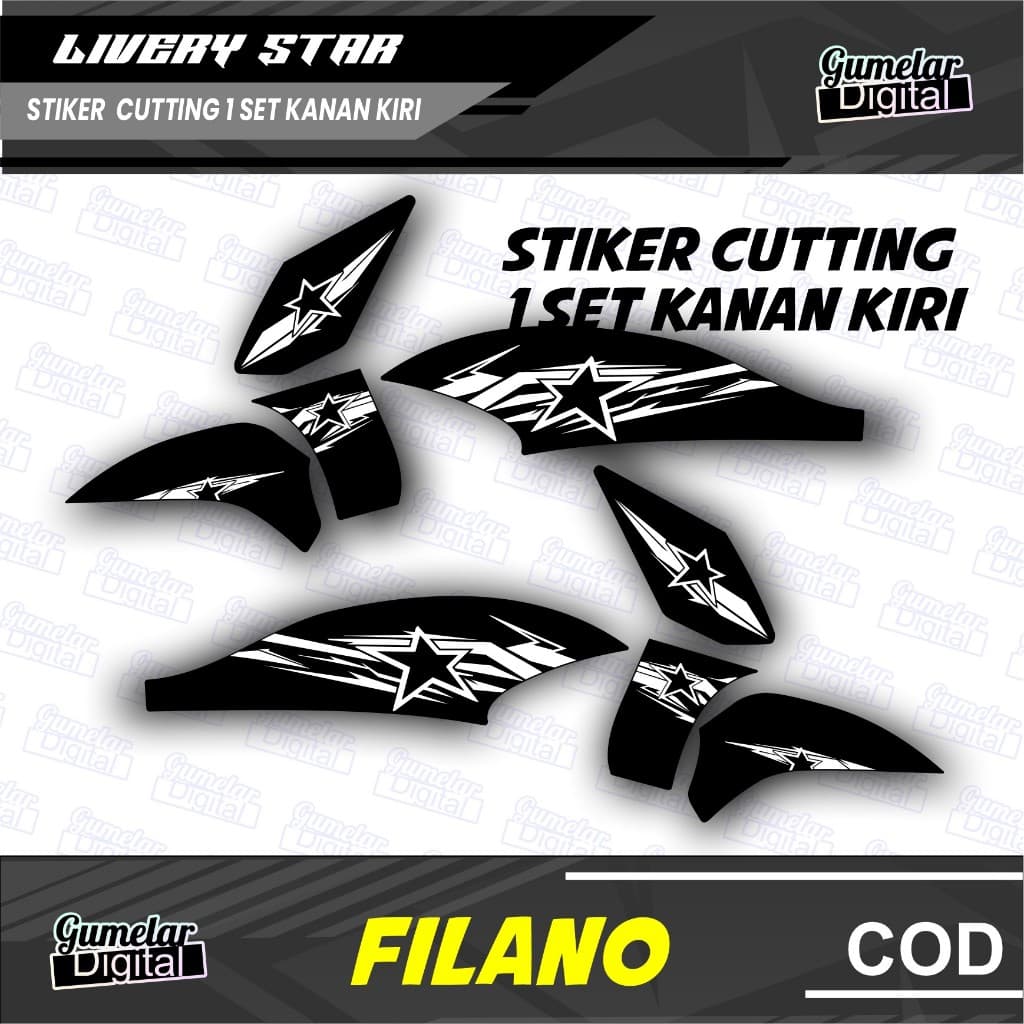 CUTTING SIMPLE STICKER YAMAHA GRAND FILANO LIVERY STAR 3 CUTTING ALREADY CUT, JUST STICK
