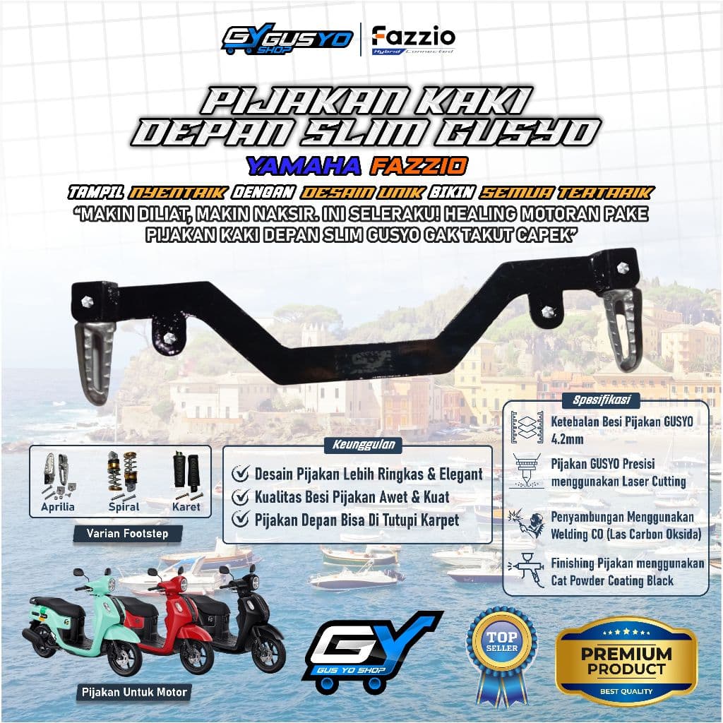 พักเท้ามอเตอร์ไซค์ / Motorcycle Footstep Yamaha Fazzio Hybrid 2022-2026 postap รุ่นใหม่ slim flatbar