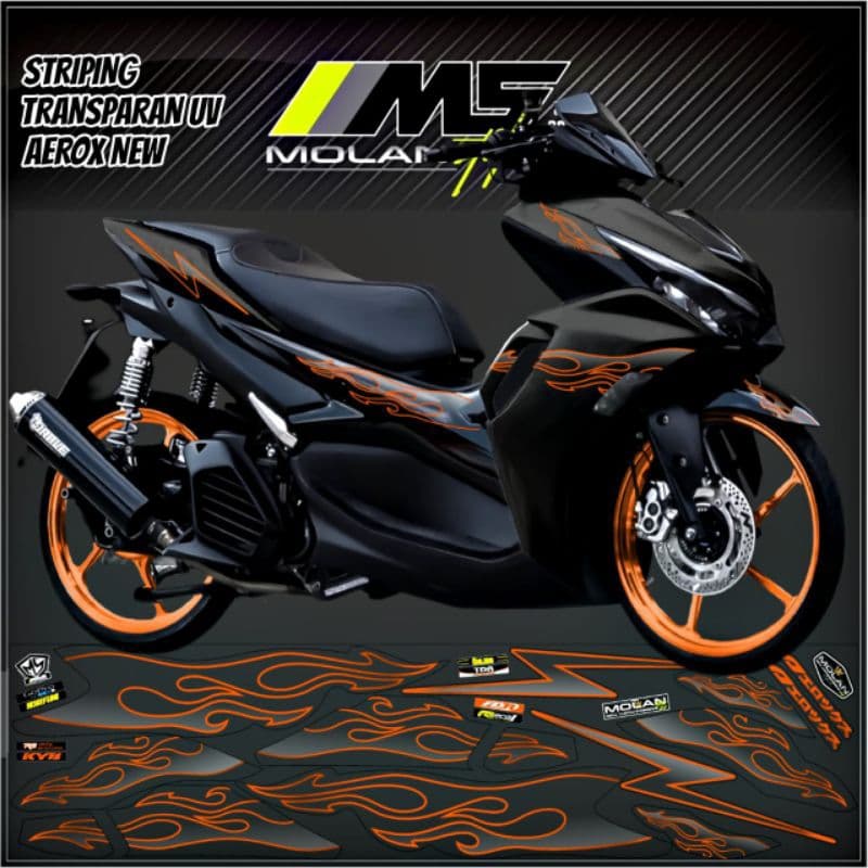 Decal สติกเกอร์ Striping Variation โปร่งใส Uv Aerox ใหม่ Api ใหม่ Aerox 155 เชื่อมต่อ Api NVX 155 Yamaha Aerox 155 Vva Abs Aerox เก่า Api Decal โปร่งใส Aerox ใหม่ Stricker Lis โปร่งใส Aerox ใหม่ Striping Aerox ใหม่โปร่งใส Fire สีส้ม การซื้อขาย