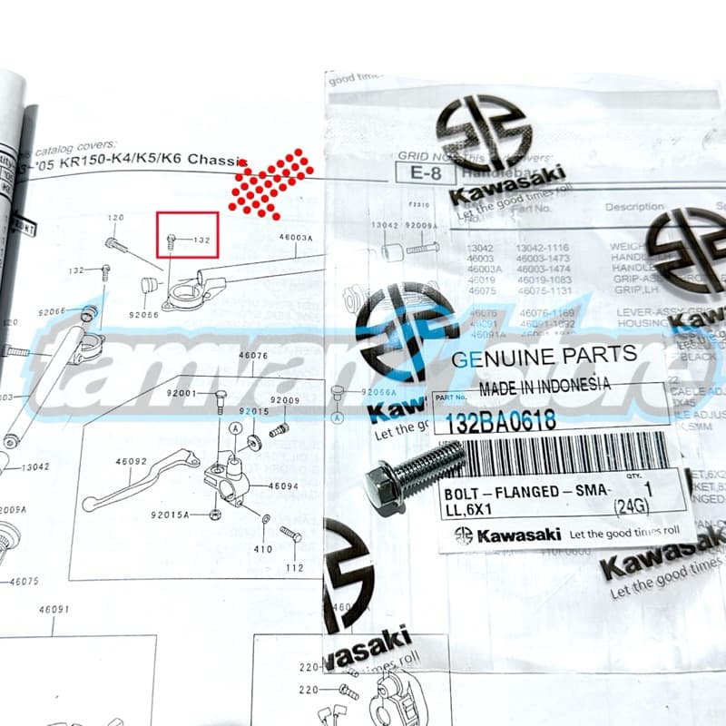 ต้นฉบับ KAWASAKI NINJA RR R SS UPPER TRIANGLE CLIP HANDLEBAR BOLT 132BA0618 (สีเขียว.D6)