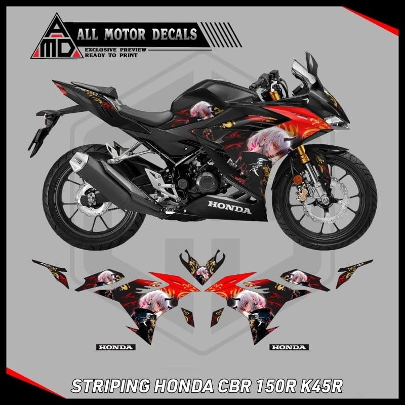Striping Cbr 150R K45R ปี 2021 ถึง 2024 Livery Anime / สติ๊กเกอร์ Honda Cbr 150 R ใหม่ / Decal Custom มอเตอร์ Cbr150r ใหม่ / อุปกรณ์เสริมสติกเกอร์ Honda CBR150R ใหม่ K45r
