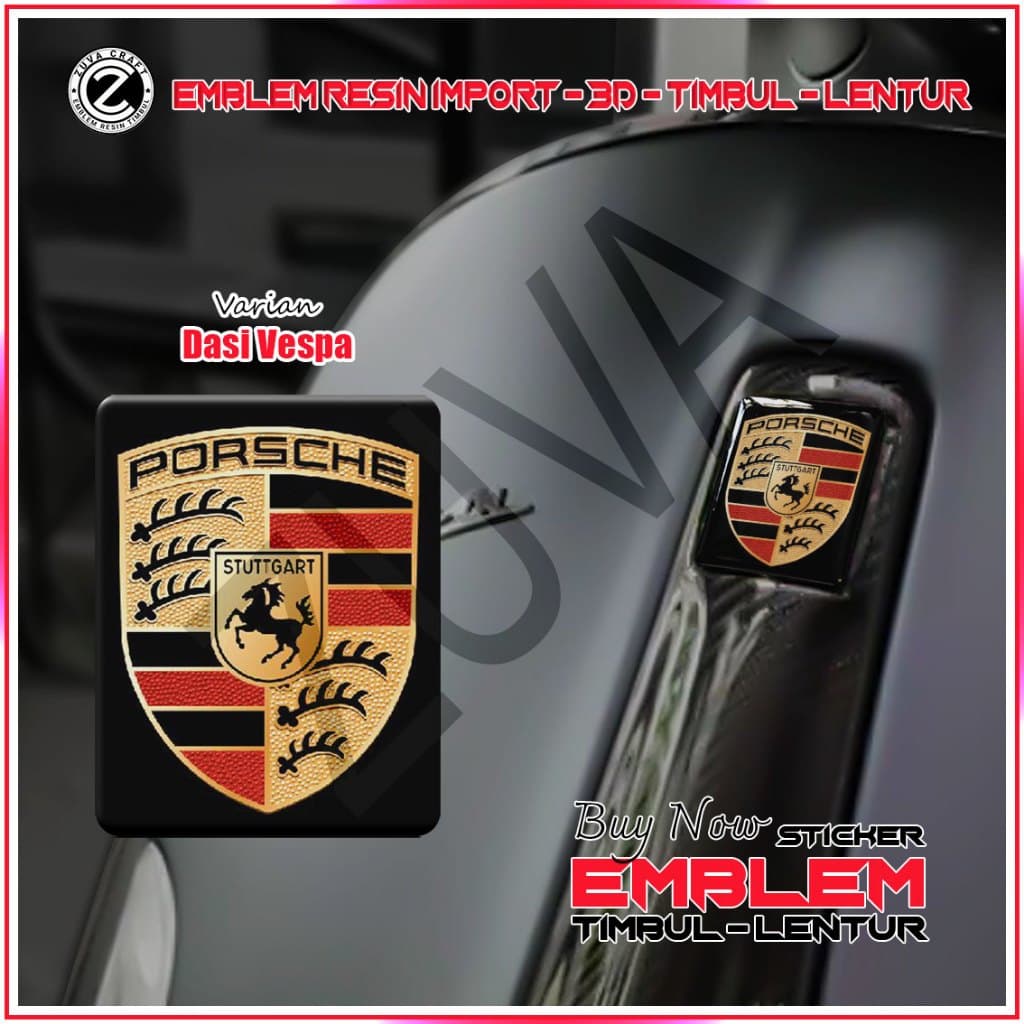 สติ๊กเกอร์โลโก้ PORCE VESPA EMBLEM RAISED ยืดหยุ่น สําหรับ Vespa LX/S/Sprint/Primavera/GTS