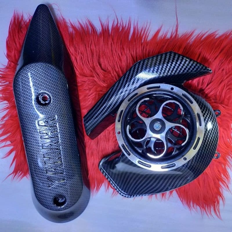 (2 ชิ้น) Yamaha Fazzio Carbon Fan Spinner Exhaust Shield Package