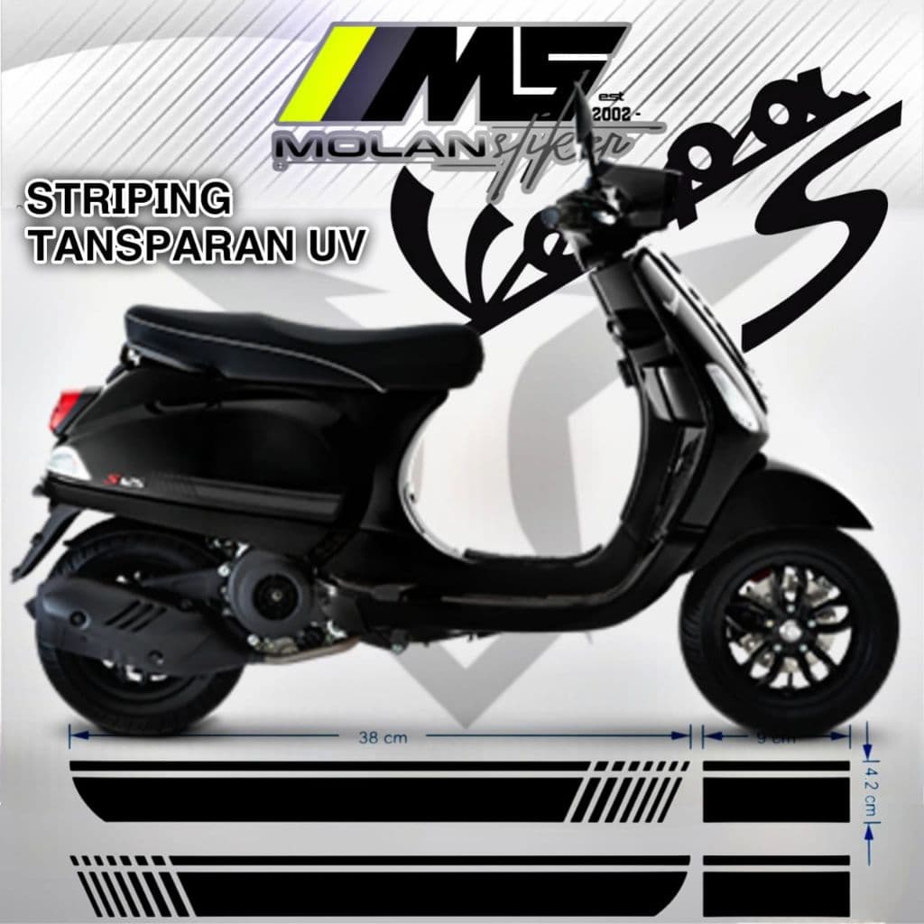 Decal สติกเกอร์ Striping Variation โปร่งใส Uv Vespa S 125 Iget Abs Facelift Vespa Lx 125 S/Lx 125 2 V/3 V Matic Vesmet Vespa Electricha ไฟฟ้า Decal Lis โปร่งใส Striping S ง่ายตัดสติกเกอร์ เอส สีดํา