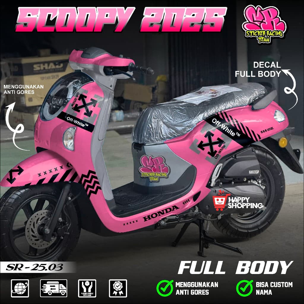 ล่าสุด Honda Scoopy Full Body Decal สติกเกอร์ 2025 2026 Scoopy Full Body สติกเกอร์ 2025 2026 Scoopy Racing Motif 2025 2026 Racing ภาพ Scoopy Racing Simple SR 25.03