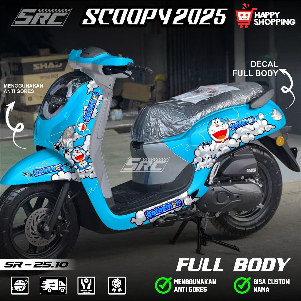 สติ๊กเกอร์ Full Body Decal Honda Scoopy 2025 2026 Full Body Sticker Scoopy 2025 2026 Doraemon Scoopy Motif 2025 2026 Doraemon Scoopy 2025 Doraemon SR 25.10