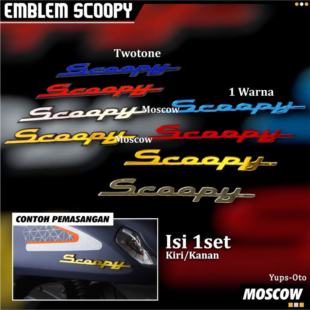 HONDA SCOOPY ACRYLIC 3D EMBLEM / สติ๊กเกอร์กระจกโลโก้ชุด PAIR RIGHT LEFT SCOOPY EMBLEM ICON LOGO VARIOUS COLORS ACRILYC เกรด A / SCOOPY STRIPING BODY LOGO THICK ACRYLIC DIREN ตัวถัง 3D