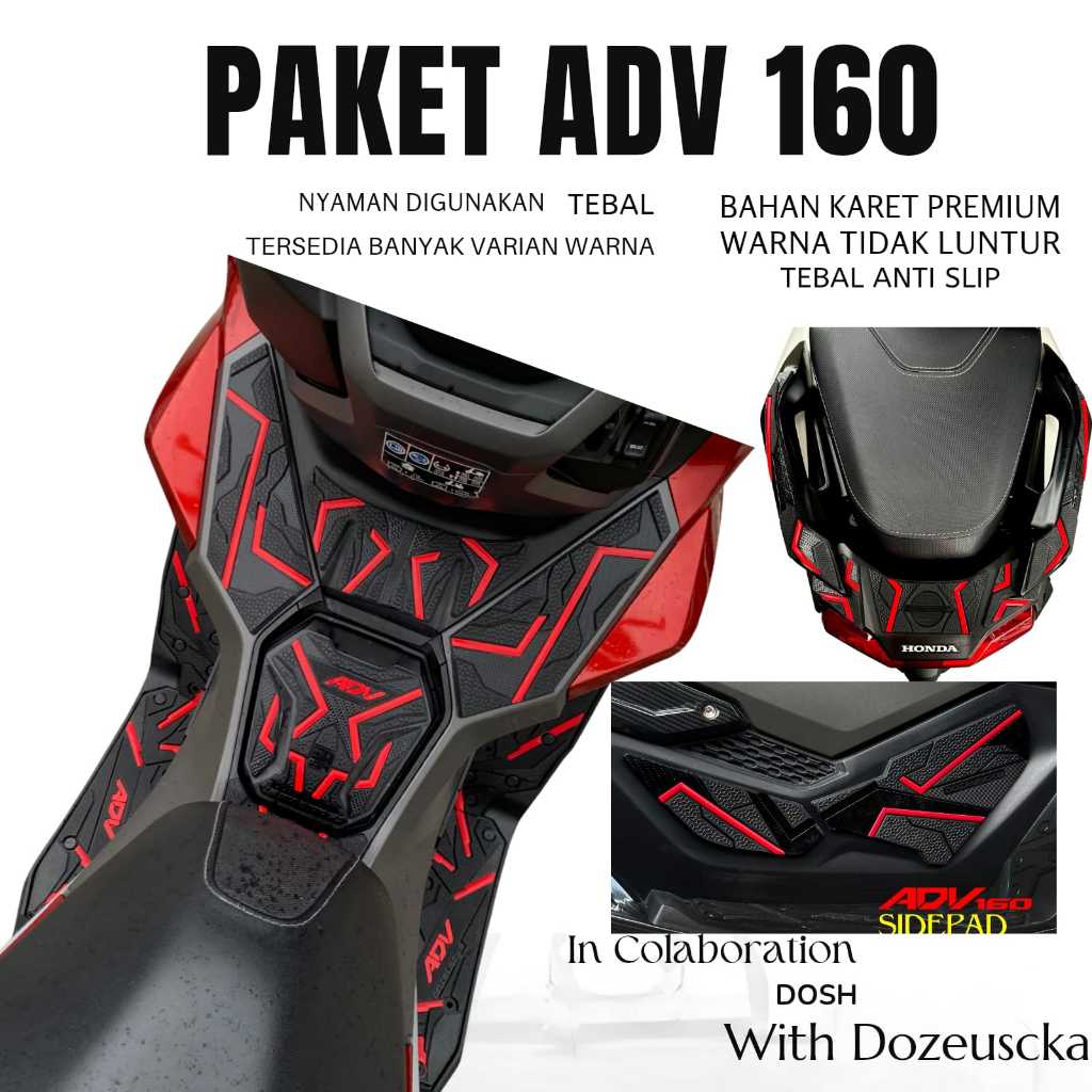 Dozeuscka ADV 160 PACKAGE ฮูดมอเตอร์ไซค์ แผ่นรองข้าง Upper stop Lamp Tankpad วัสดุยางพรีเมี่ยมหนา