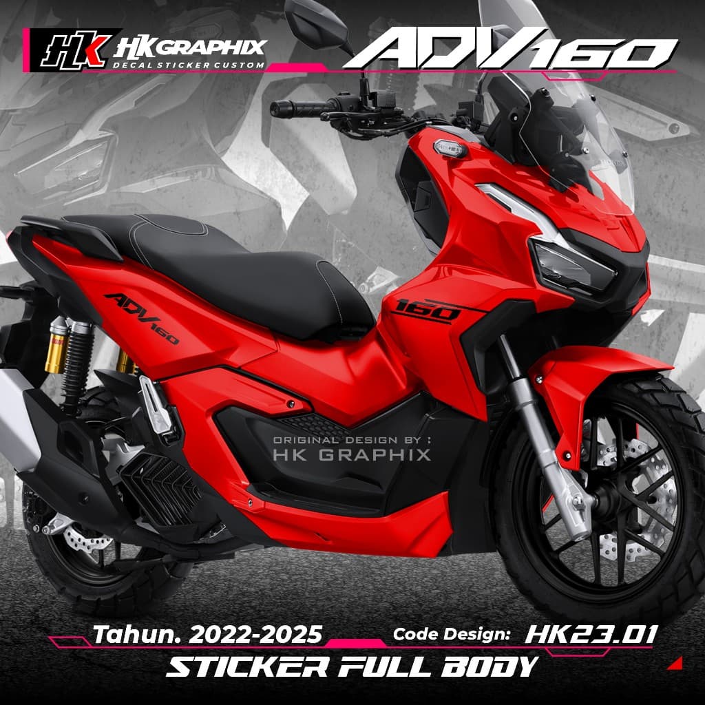 สติ๊กเกอร์รูปลอก ADV 160 Full Body 2022 2023 2024 2025 Honda ADV Full Block สติกเกอร์สีธรรมดา HK Graphix 22.01