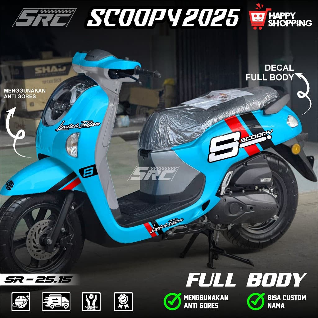 Full Body Decal สติกเกอร์ Honda Scoopy 2025 2026 Full Body สติกเกอร์ Scoopy 2025 Simple Racing Motif Scoopy 2025 Racing Simple Scoopy 2025 Racing Graphic SR 25.15