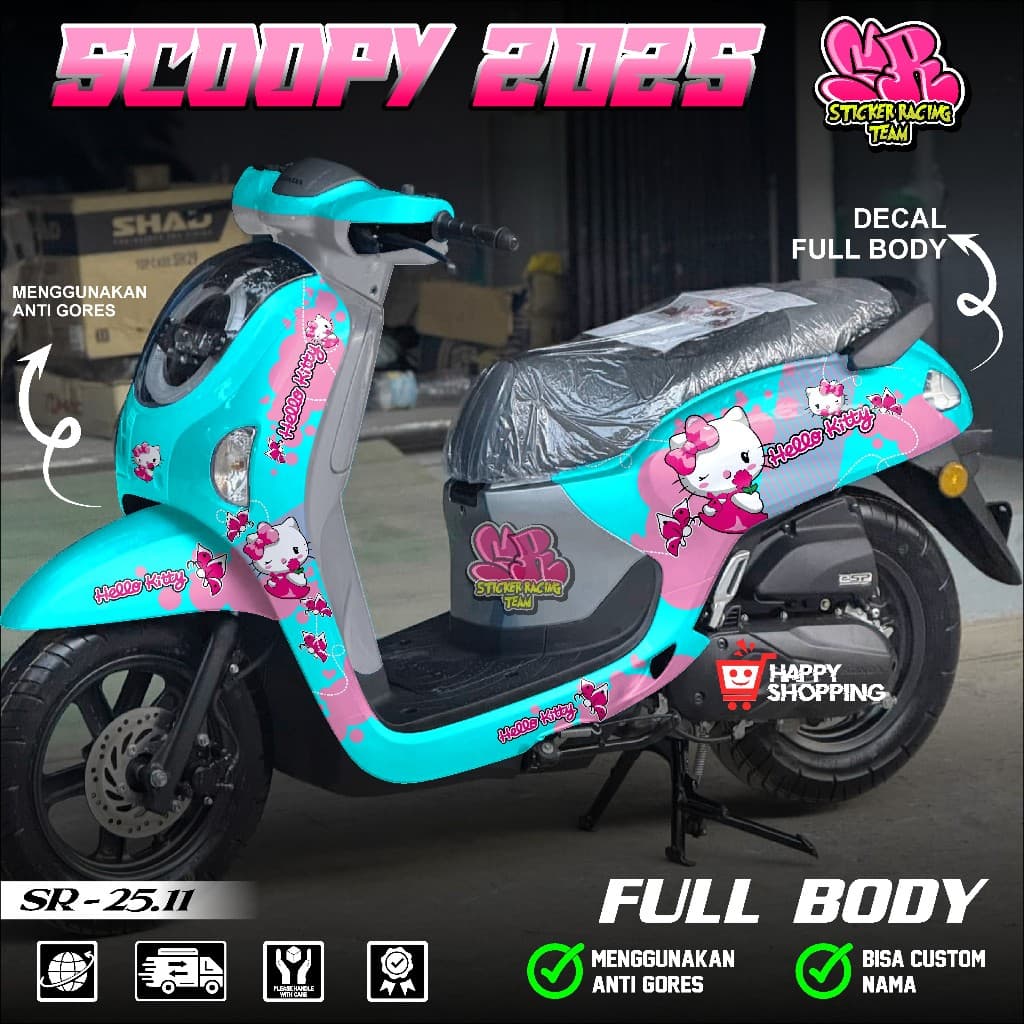 ล่าสุด Honda Scoopy Full Body Decal สติกเกอร์ 2025 2026 Scoopy Full Body สติกเกอร์ 2025 2026 Hello Kitty Scoopy Motif 2025 2026 Hello Kitty Cute SR 25.11