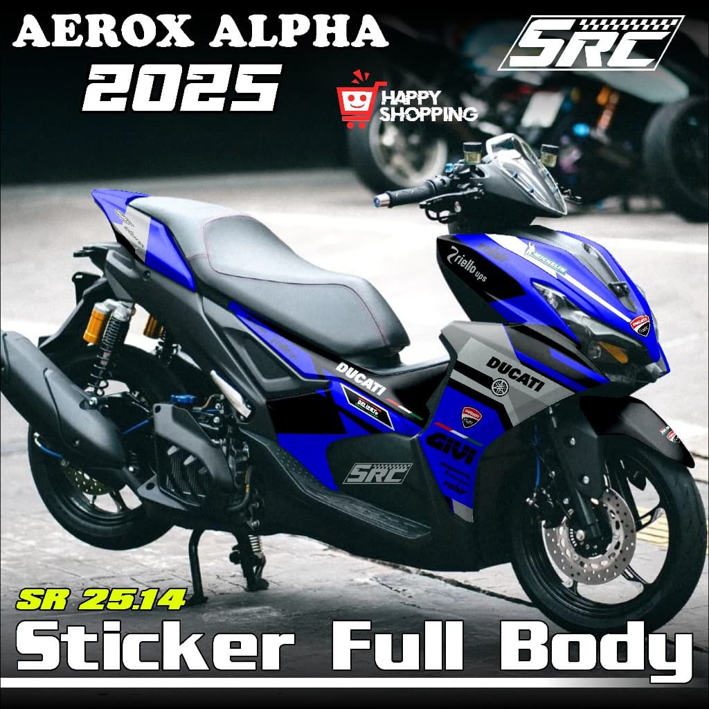 Yamaha Aerox Alpha Turbo Full Body สติกเกอร์ 2025 2026 Aerox Alpha Turbo Decal สติกเกอร์ Ducati Racing Motif Aerox Alpha Ducati Racing Simple Aerox Racing SR 25.14