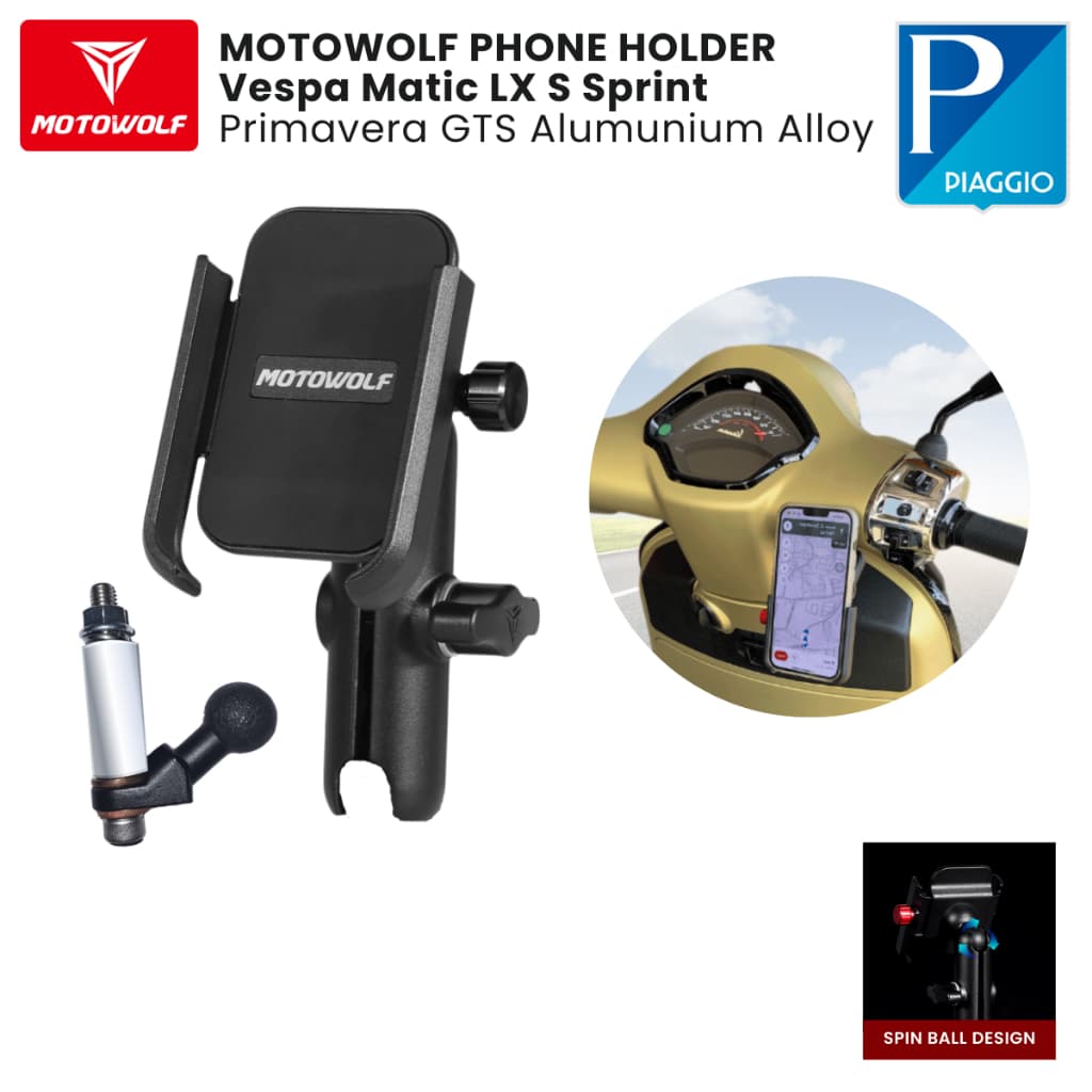 ที่วางโทรศัพท์ Motowolf Vespa Matic LX S Sprint Primavera GTS อลูมิเนียมอัลลอยด์
