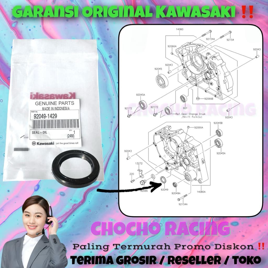[N29] - ซีลเกียร์หน้า KLX LS SE SM BF DTRACKER D-TRACKER 150 ORIGINAL KAWASAKI ^ 92049-1429 ซีลน้ํามันเกียร์หน้า KLX L KLX S KLX SM KLX SE KLX BF DTRACKER150 D-TRACKER 150 D-TRACKER D TRACKER 150 CHCHO RACING BANDUNG