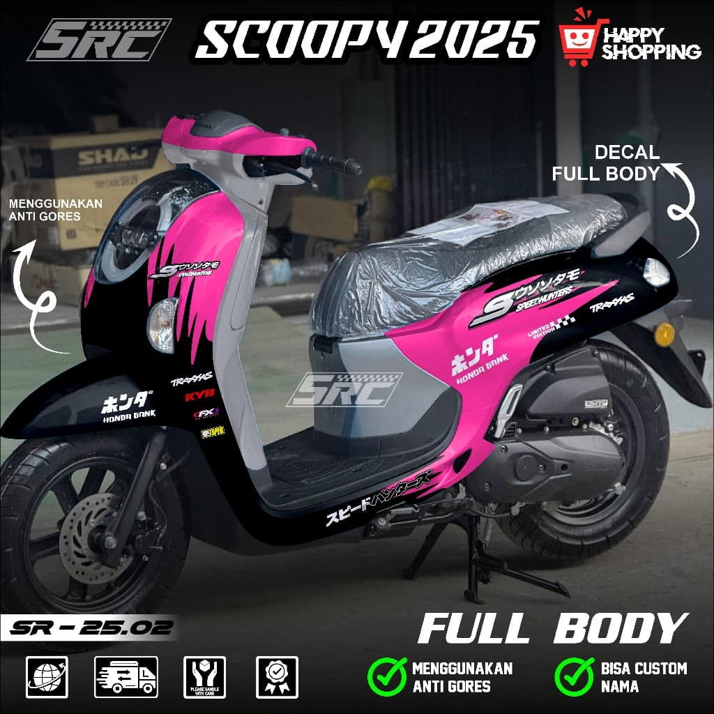 สติกเกอร์รูปลอกเต็มตัว Honda Scoopy 2025 สติ๊กเกอร์เต็มตัว Scoopy 2025 2026 Speed Hunter Racing Scoopy 2025 Speed Hunter Scoopy Speed Hunter Racing SR 25.02