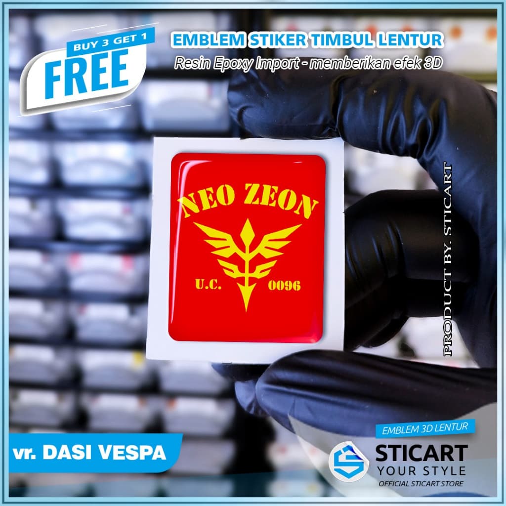 GUNDAM ZEON EMBLEM RAISED สติ๊กเกอร์มอเตอร์ไซค์ VESPA 3D TIE Vespa LX/S/Sprint/Primavera/GTS