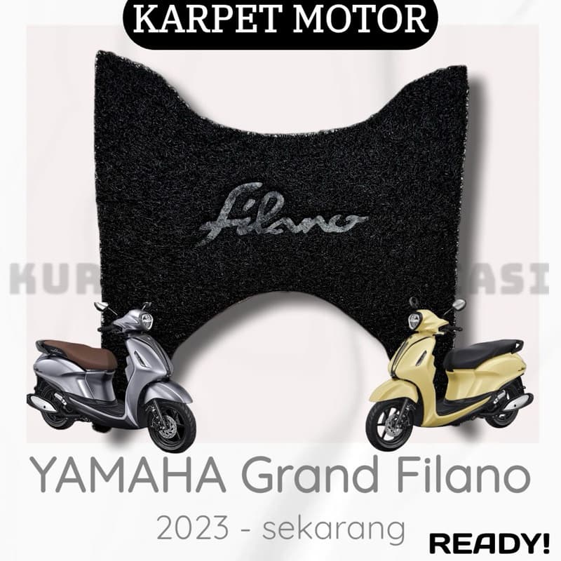 พรมใยเกลียว Mihun Miehun วุ้นเส้น มอเตอร์ไซค์ YAMAHA GRAND FILANO Black (สามารถนูนหรือธรรมดาได้) / พรมเช็ดเท้า / พักเท้า