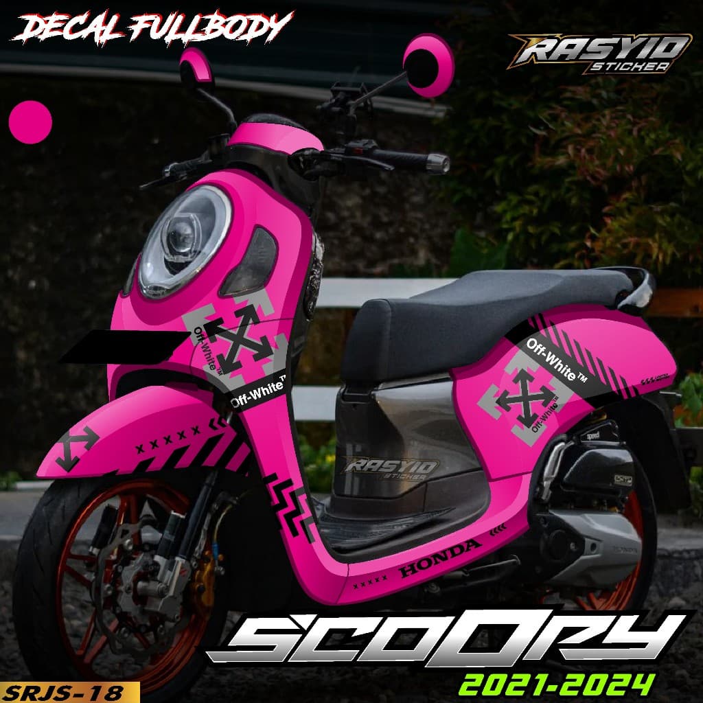 Full Body Decal สติกเกอร์สําหรับ Honda Scoopy 2020 2021 2022 2023 2024 Simple Racing Motif Scoopy Decal สติกเกอร์สําหรับ Honda Gank