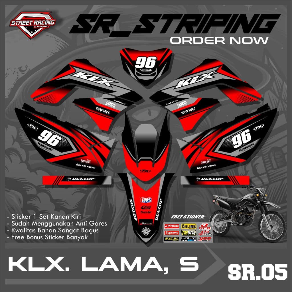 สติ๊กเกอร์แถบรูปลอก Kawasaki Klx S Klx L Klx Lama Klx เก่าสติกเกอร์มอเตอร์ Klx 150 S กึ่งเต็มตัว SR.05