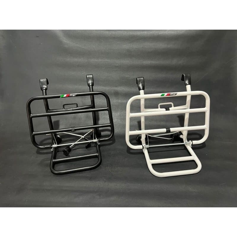 Frontrack ชั้นวางหน้า vespa รุ่น Fa italy Wide Premium Thick Black & White Coating Detail นําเข้าเดิม เหมาะสําหรับ vespa Classic super sprint vbb px excel pts ฯลฯ ปลีกส่งดี