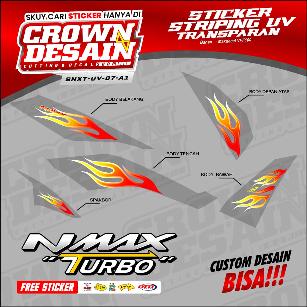เปลวไฟ Striping Nmax Turbo New NMAX Neo S โปร่งใส Variation / Semifull Striping Yamaha NMAX Turno - SNXT-UV