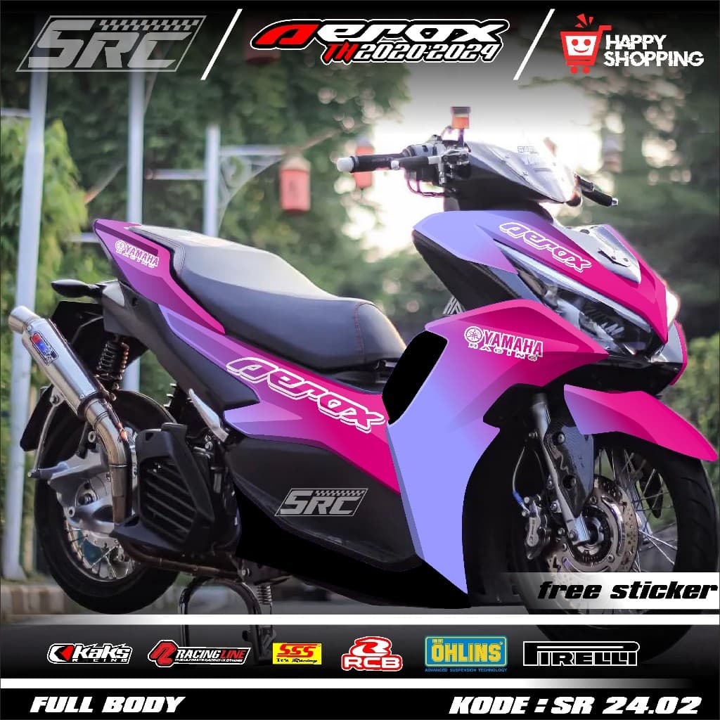 Yamaha Aerox 155 ใหม่เชื่อมต่อ Cyber City 2020 2021 2022 2023 2024 Full Body Decal สติกเกอร์ Aerox ใหม่เชื่อมต่อRacing Gradation Aerox 2 สี Motif SR 24.02