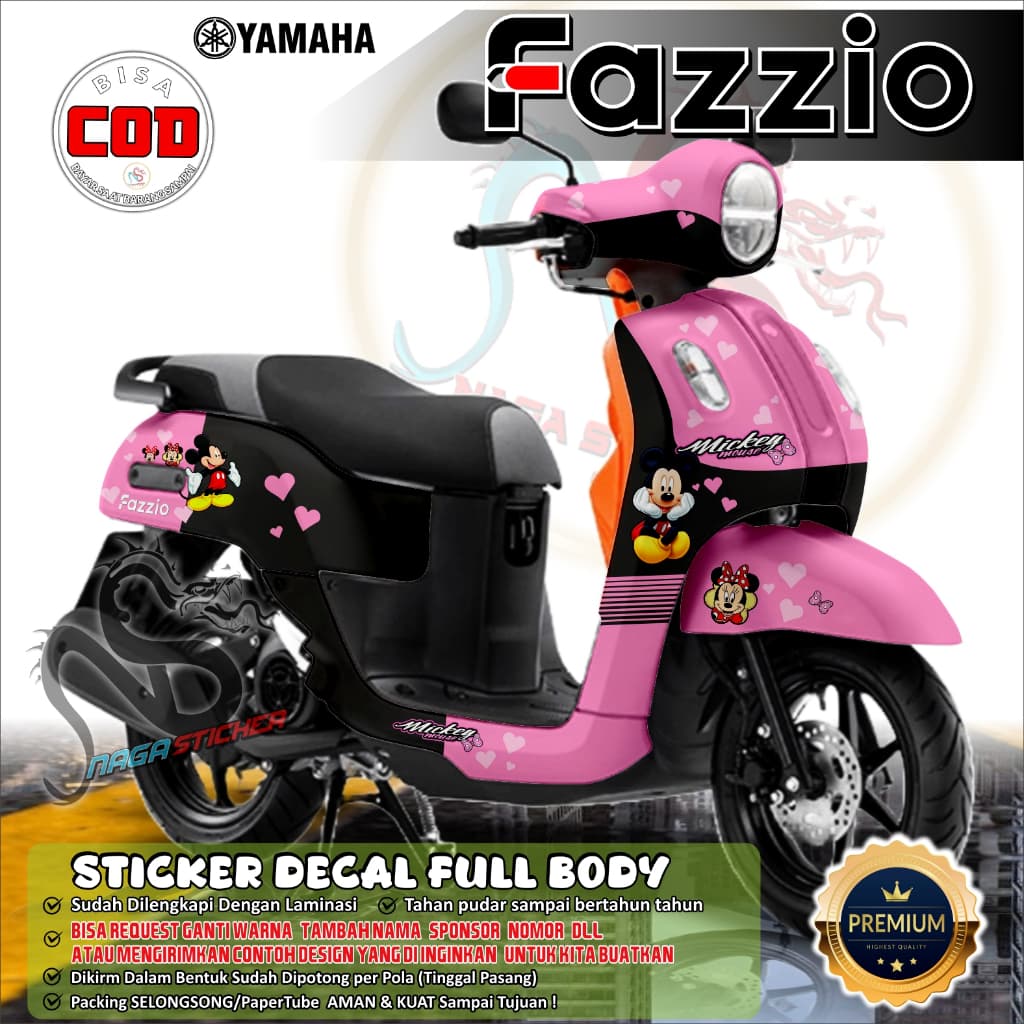 Yamaha Fazzio Full Body Decal สติกเกอร์ Mickey Mouse motif NS16014 ออกแบบที่กําหนดเองวางจําหน่ายตามขอ