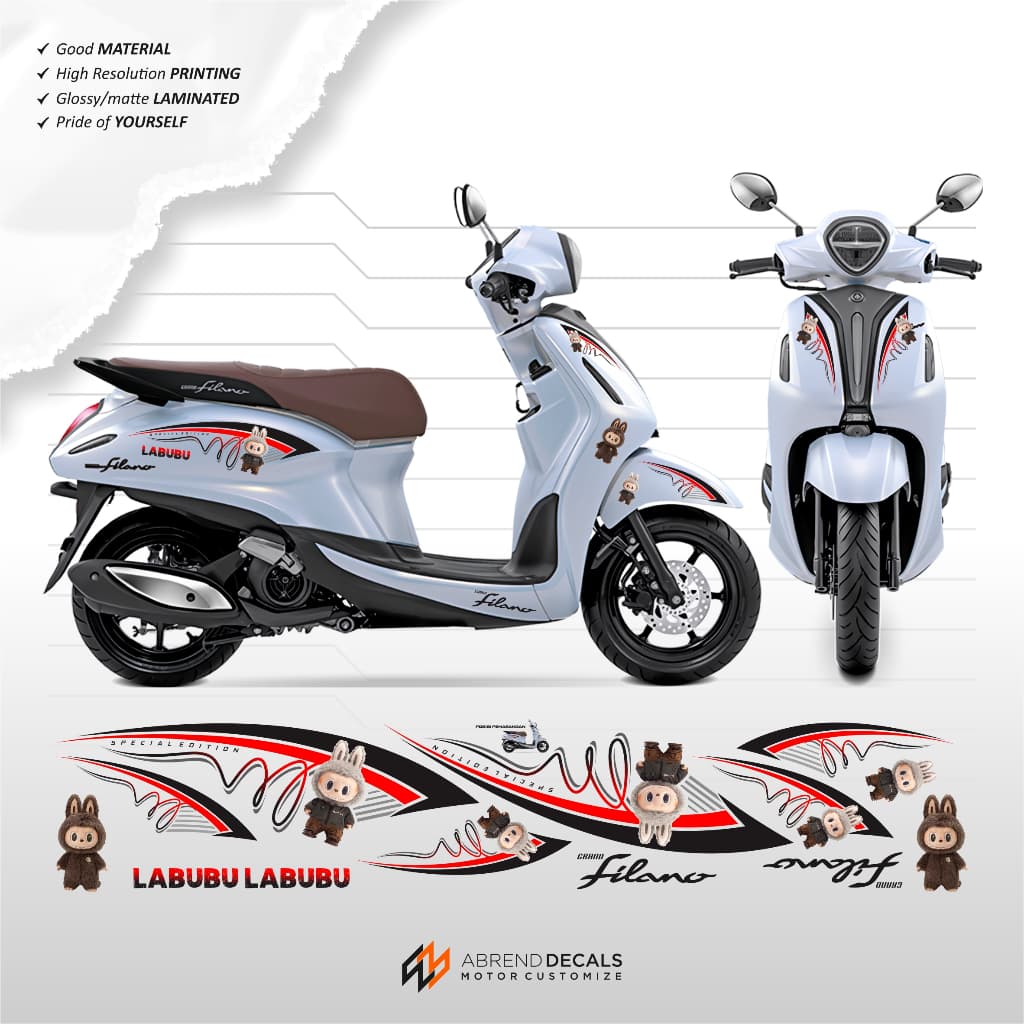 TRANSPARENT FILANO PUMPKIN STRIPING / YAMAHA GRAND FILANO สติ๊กเกอร์มอเตอร์ไซค์ดีไซน์แบบกําหนดเองโดย REQUEST