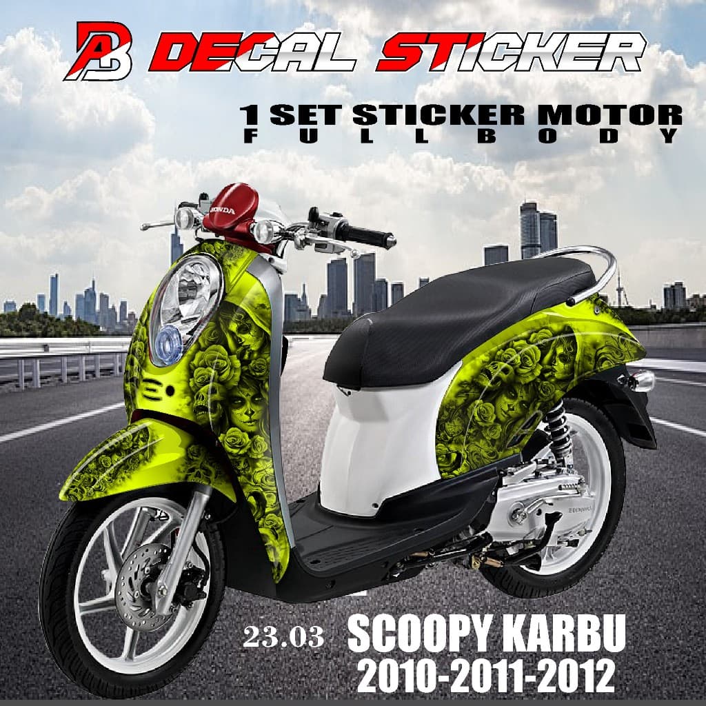 ABI Sticker DECAL Sticker Striping Scoopy KARBU ใหม่ล่าสุด FULL BODY DESIGN ใหม่ล่าสุดสี COOLEST SCOOPY YEAR 2201020-2012 HONDA SCOOPY FASHIONABLE MODIFICATION ABI V 03