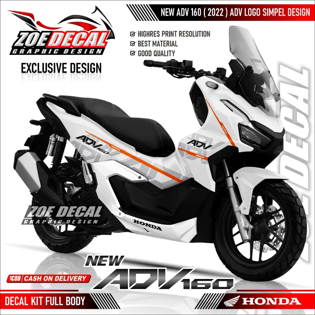 สติกเกอร์รูปลอกเต็มตัวล่าสุด Honda ADV 160 Simple Motif ADV 160 โลโก้