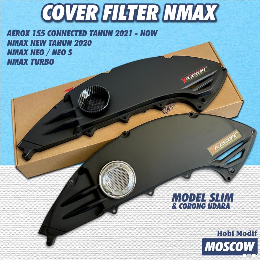 SLIM VELOSCOPE FILTER ฝาครอบ NMAX NEW, AEROX NEW, NMAX TURBO NEO 2020-2025 ABS THICK ฝาครอบกล่องกล่องกรองอากาศ / AEROX NEW, NMAX NEW, NMAX NEO, NMAX TURBO ABS PREMIUM / VELOSCOPE / ฝาครอบกรอง / รุ่น SLIM COVER AIR FILTER AIR FUNNEL FL