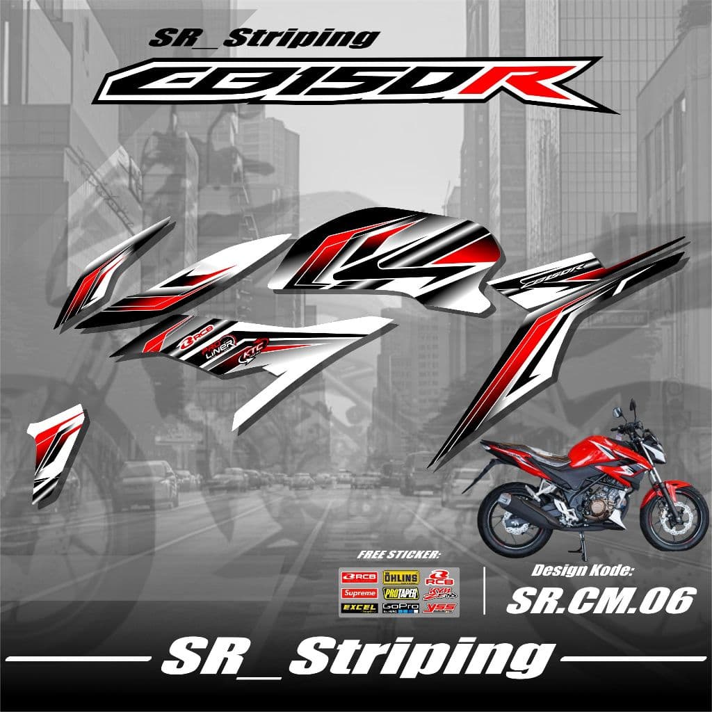 CB150R Facelift Striping Sticker - Honda CB 150R New Facelift Motorcycle Variation List Sticker Graphic Motif SR.06