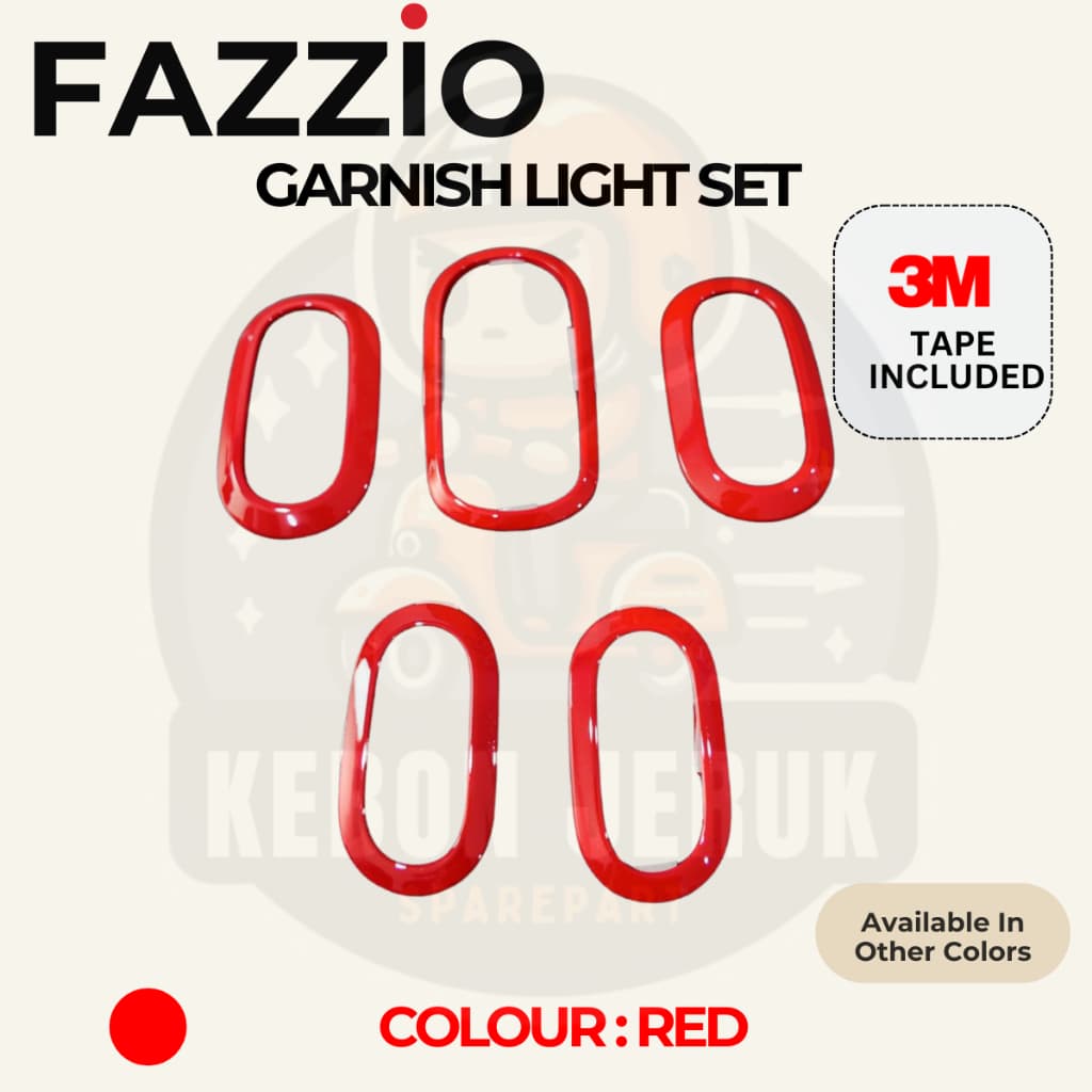 Yamaha Mio Fazzio Garnish Light Cover Lamp Trim Set สีแดงคุณภาพสูง