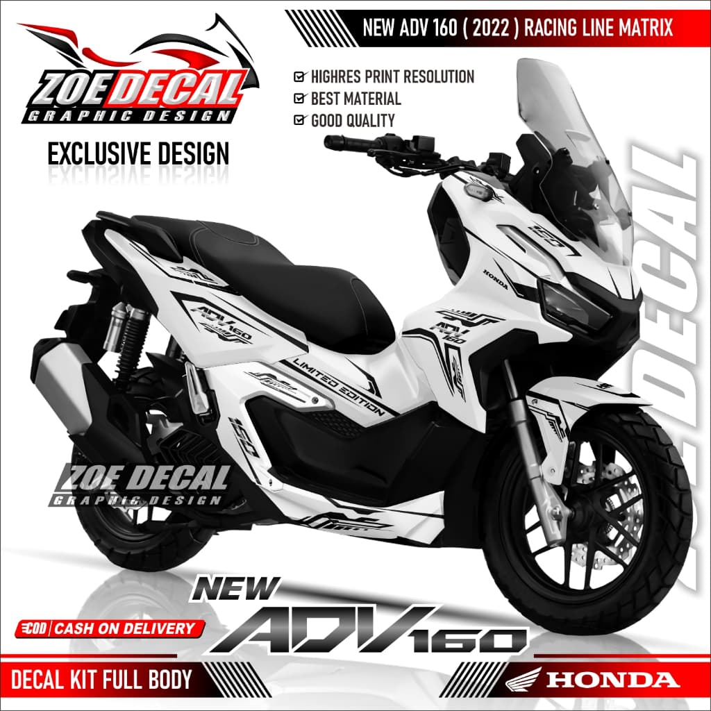 สติกเกอร์รูปลอกล่าสุด Adv 160 2022 สติ๊กเกอร์เต็มตัว Honda Adv 160 RACING LINE MATRIX