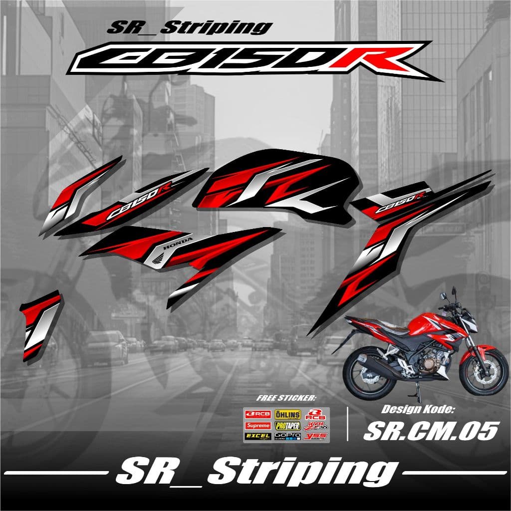 CB150R Facelift Striping Sticker - Honda CB 150R New Facelift Motorcycle Variation List Sticker Graphic Motif SR.05