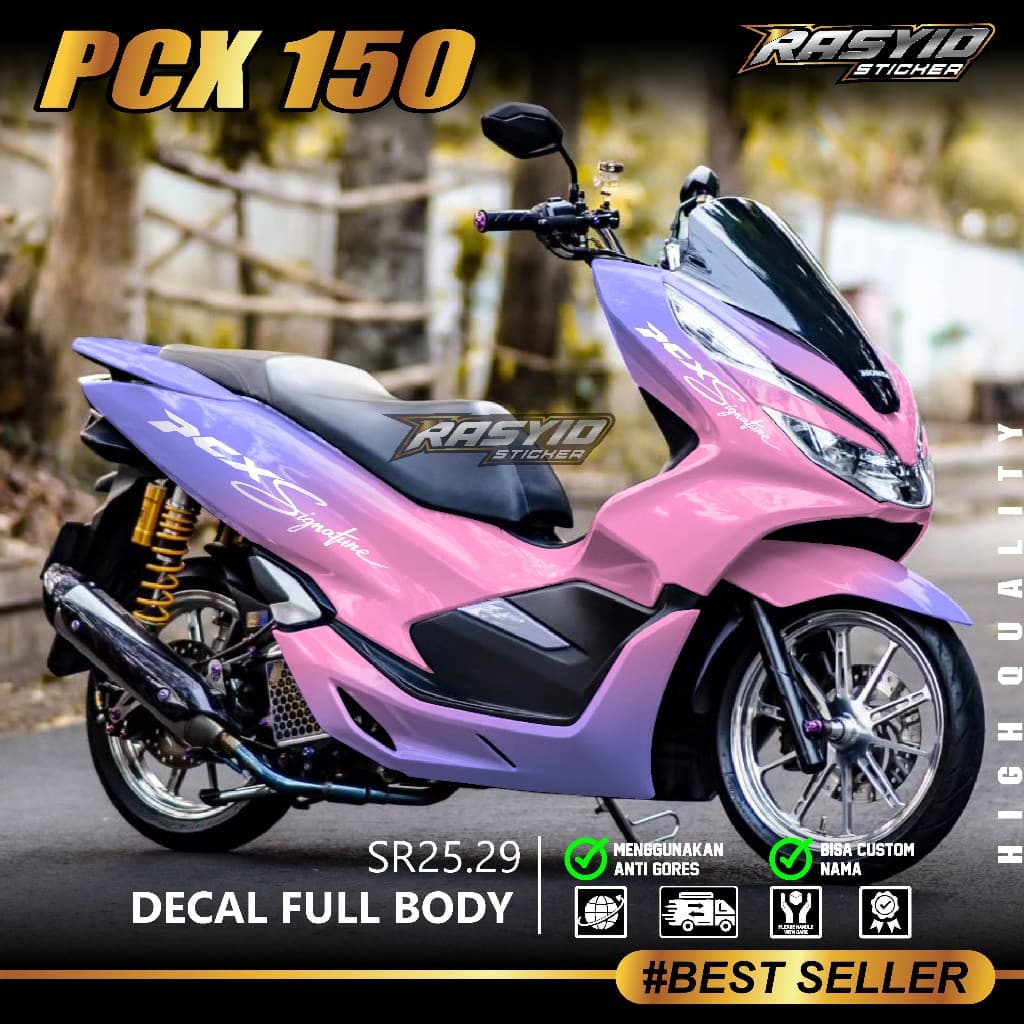 Honda PCX 150 Full Body Decal สติกเกอร์ 2017 2018 2019 2020 PCX 150 ลายเซ็น 2 สี Gradient PCX 150 ลายเซ็น Pcx 150 ลายเซ็น Simple Lembayung Motif SR 25.29