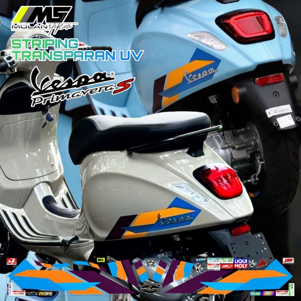 Decal สติกเกอร์ Striping Variation โปร่งใส Uv Vespa Primavera S 150 Iget Facelift Abs 2024 2025 Vespa Sprint S 150 Iget 3v 2v Vespa ไฟฟ้า Matic Decal Lis โปร่งใส Striping โปร่งใสสติกเกอร์ตัด BiruBlue