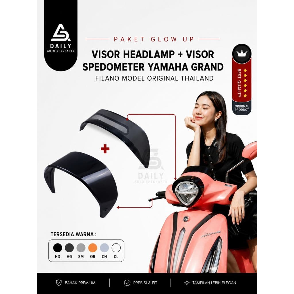 GLOW UP PACKAGE Visor ไฟหน้า Speedometer Covermeter Yamaha Grand Filano รุ่นเดิม