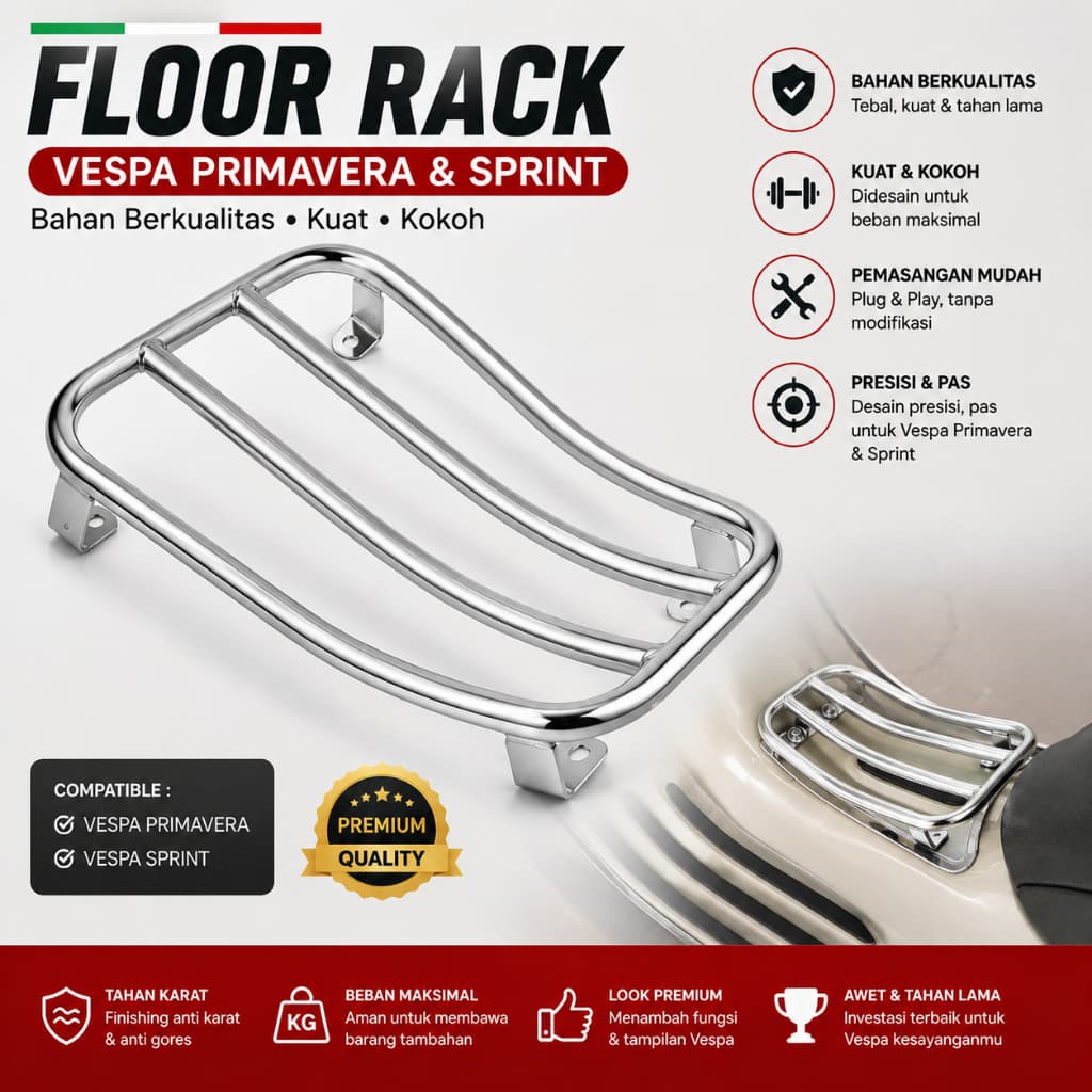 Carrier Floor Rack Vespa Metic Primavera Sprint, Primavera New, Sprint 180, Primavera old