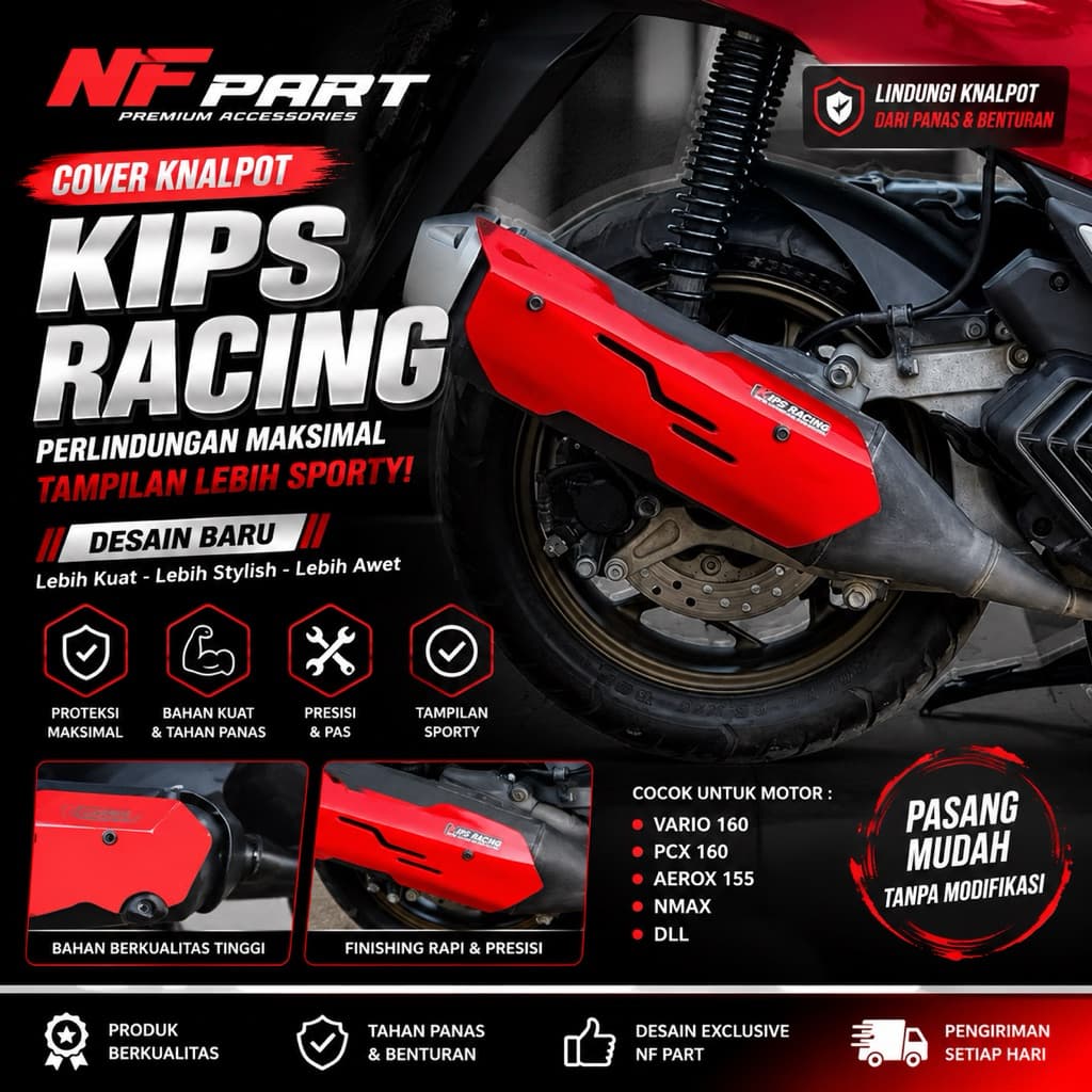 PCX 160 VARIO 160 EXHAUST ฝาครอบ KIPS RC ZT 2018-2024 PCX 160 ฝาครอบไอเสีย Vario 160 ฝาครอบท่อไอเสีย PCX 160 variations PCX 160 variations Vario 160 PCX 160 อุปกรณ์เสริม
