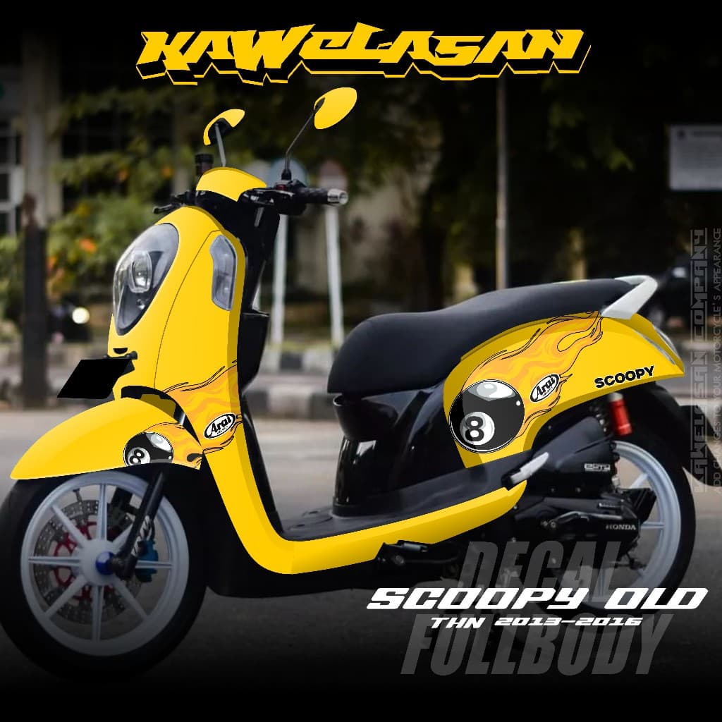 ล่าสุด Full Body Decal สติกเกอร์สําหรับ Honda Scoopy FI รถจักรยานยนต์ 2014 2015 2016 2017 Full Body สติกเกอร์ Scoopy FI เก่า Racing Scoopy Fi Arai Poll KS.07