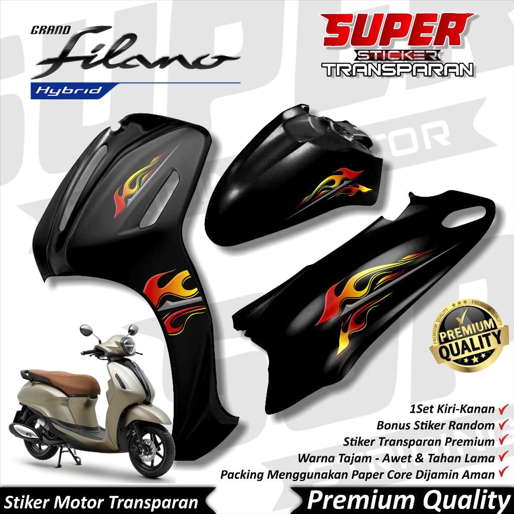 Cool Grand Filano Uv สติ๊กเกอร์ Filano Striping แถบโปร่งใส Yamaha Grand Filano FLAME