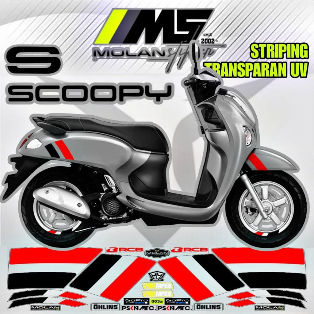 Decal สติกเกอร์ Striping Variation โปร่งใส Uv Honda Scoopy ใหม่ Scoopy Scoopy คาร์บูเรเตอร์ Gen 1 Scoopy Fi Gen 2 Scoopy Gen 3 Scoopy New Gen 4 Decal Scoopy โปร่งใส Lis Scoopy โปร่งใส Striping Scoopy ง่ายตัดสติกเกอร์ Scoopy สีเทาเงิน