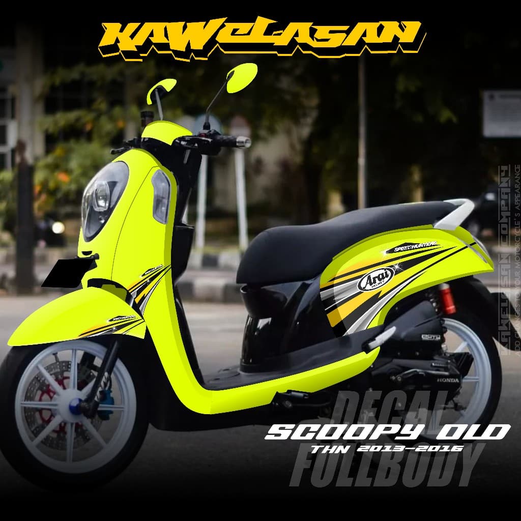 ล่าสุด Full Body Decal สติกเกอร์สําหรับ Honda Scoopy FI รถจักรยานยนต์ 2014 2015 2016 2017 สติกเกอร์สําหรับเก่า Scoopy FI Racing Scoopy Fi Stripe Racing KS.10