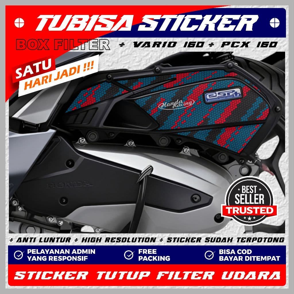 สติ๊กเกอร์กล่องฟิลเตอร์ VARIO 160 | พีซีเอ็กซ์ 160 | STYLO 160 | ADV 160 วัสดุกันน้ําและกระจ่างใสระดับพรีเมี่ยม TBS.03