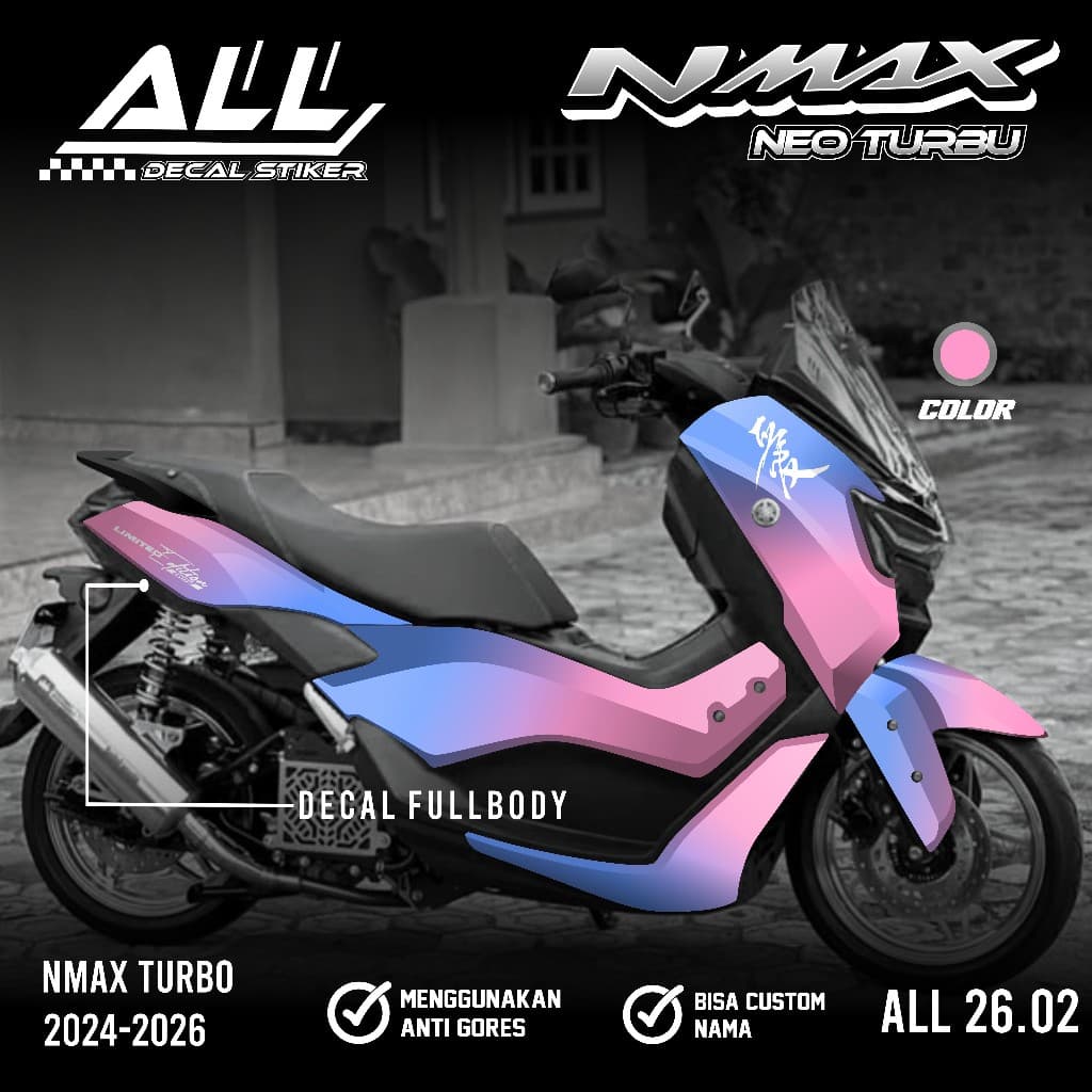 สติ๊กเกอร์รูปลอก Nmax Neo S Nmax Turbo 2024 2025 Full Body สติกเกอร์ Nmax Neo S Turbo ใหม่ Decal สติกเกอร์ออกแบบ Nmax Turbo Simple Lembayung ญี่ปุ่น CODE ทั้งหมด 26.02